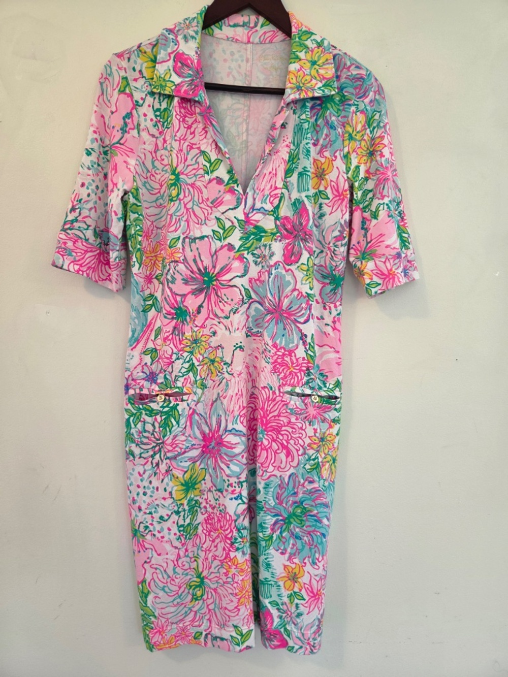 Lilly Pulitzer dress S collar short sleeves pocket coastal nautical luxury beach - Picture 2 of 9